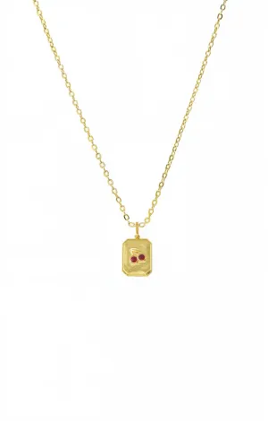 Red Cherry Dog Tag Pendant Necklace