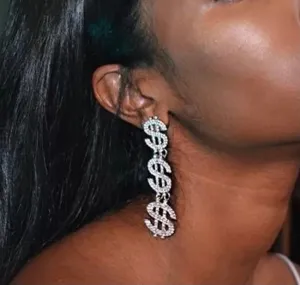 Rhinestone Dollar Drop Earrings