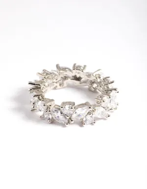 Rhodium Cubic Zirconia Vine Band Ring
