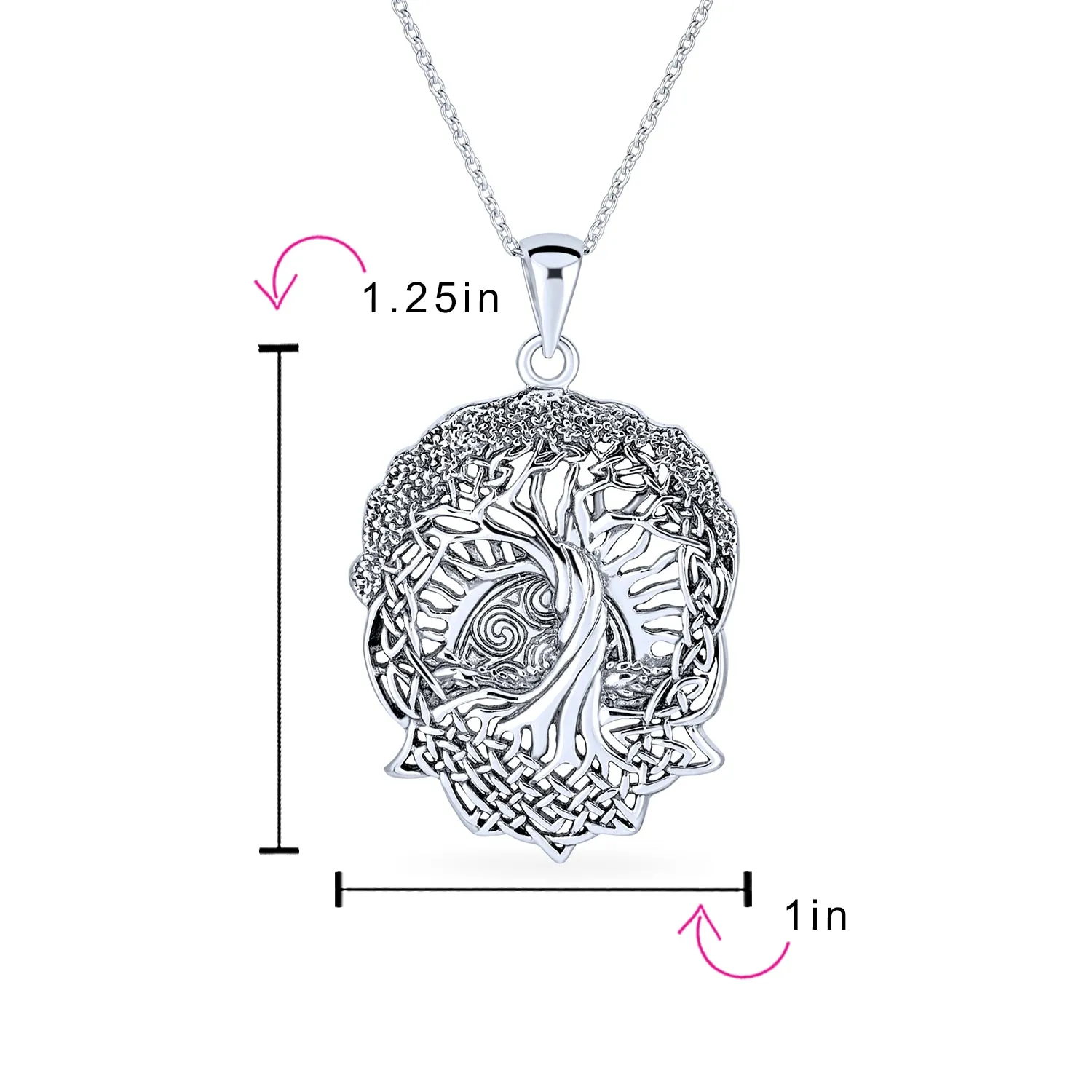 Rising Sun Celtic Knot Tree Of Life Pendant Necklace in Sterling Silver