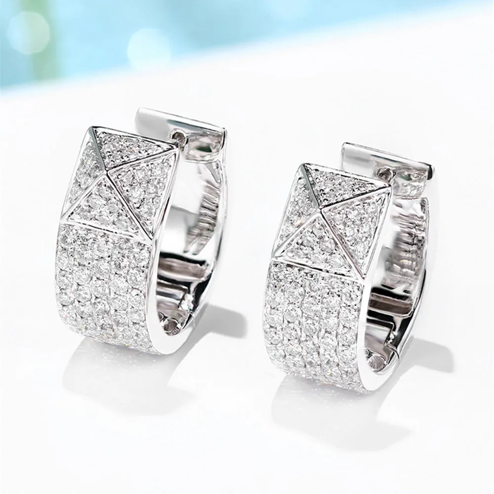 Rivet Style Pyramid Shape Diamond Hoop Earrings