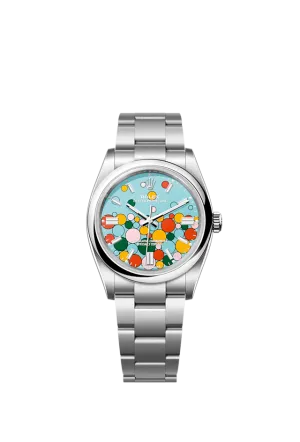 Rolex Oyster Perpetual 36, Oystersteel, 36mm, Turquoise Celebration Motif Dial, Ref# 126000-0009