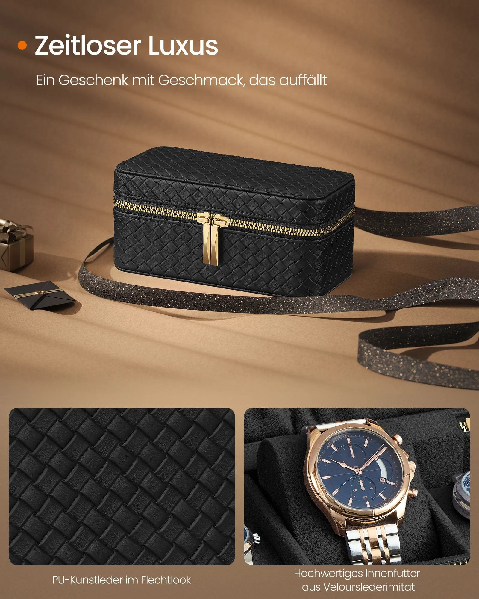 Rootz Watch Box - Jewelry Storage Case - Wristwatch Organizer - PU Material - 10cm x 20cm x 9cm