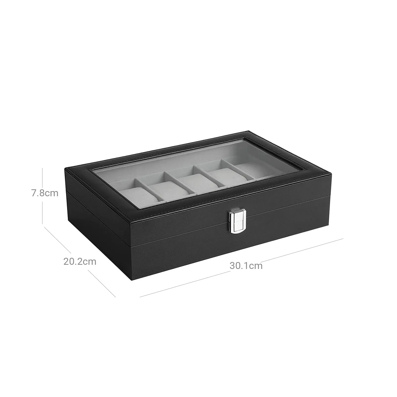 Rootz Watch Box Organizer - Watch Display Case - Watch Storage - Removable Watch Cushions - Excellent Gift Idea - Stylish Decoration - 32cm x 18.6cm x 8.5cm