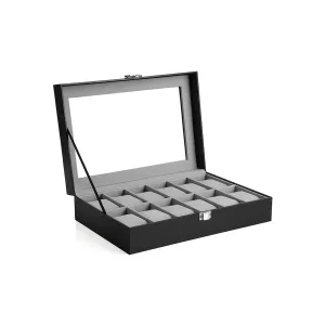 Rootz Watch Box Organizer - Watch Display Case - Watch Storage - Removable Watch Cushions - Excellent Gift Idea - Stylish Decoration - 32cm x 18.6cm x 8.5cm