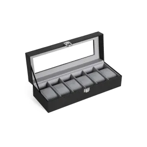 Rootz Watch Box - Watch Organizer - Watch Storage - Velvet Lining - Glass Lid - Perfect Gift Idea - 30cm x 11.2cm x 8cm