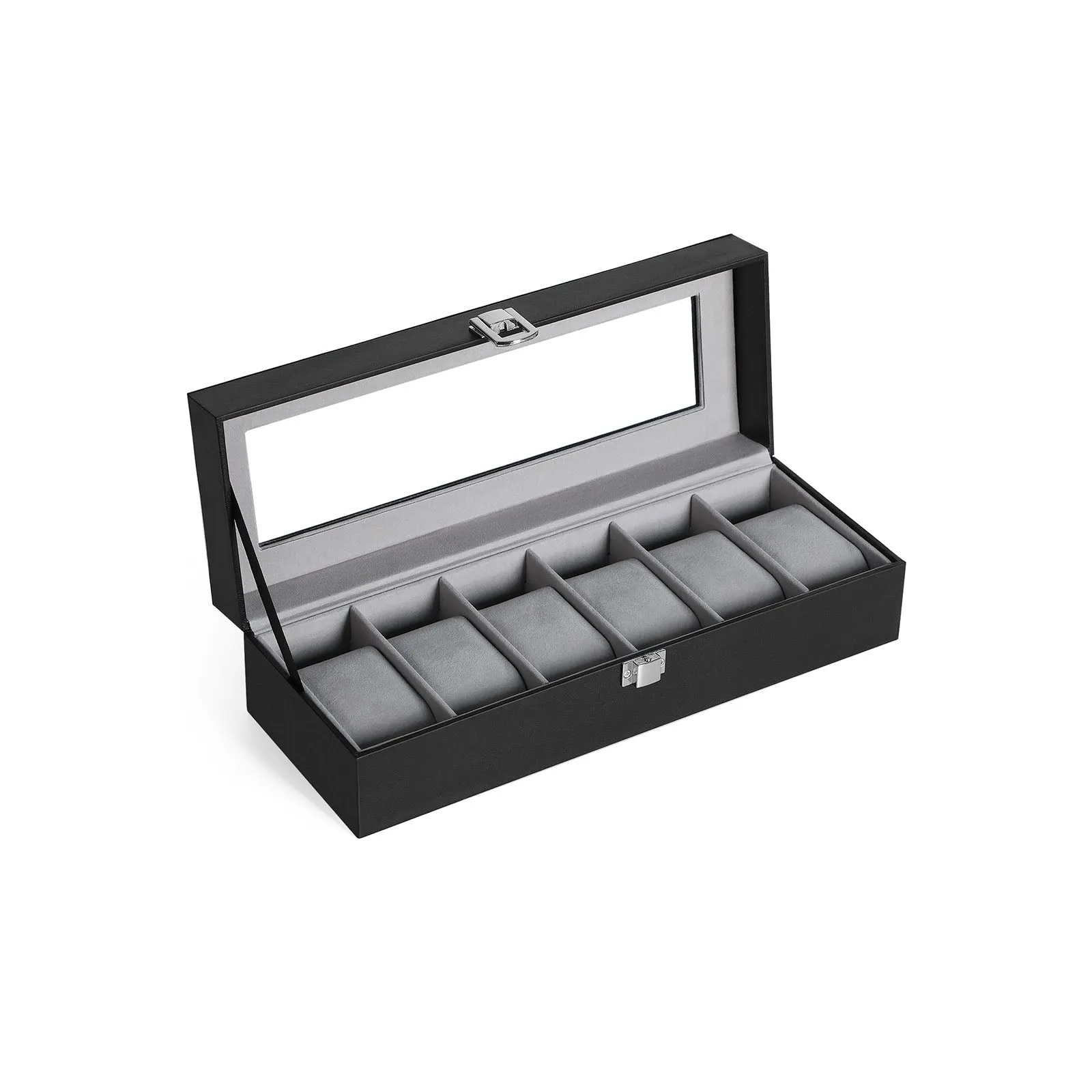 Rootz Watch Box - Watch Organizer - Watch Storage - Velvet Lining - Glass Lid - Perfect Gift Idea - 30cm x 11.2cm x 8cm