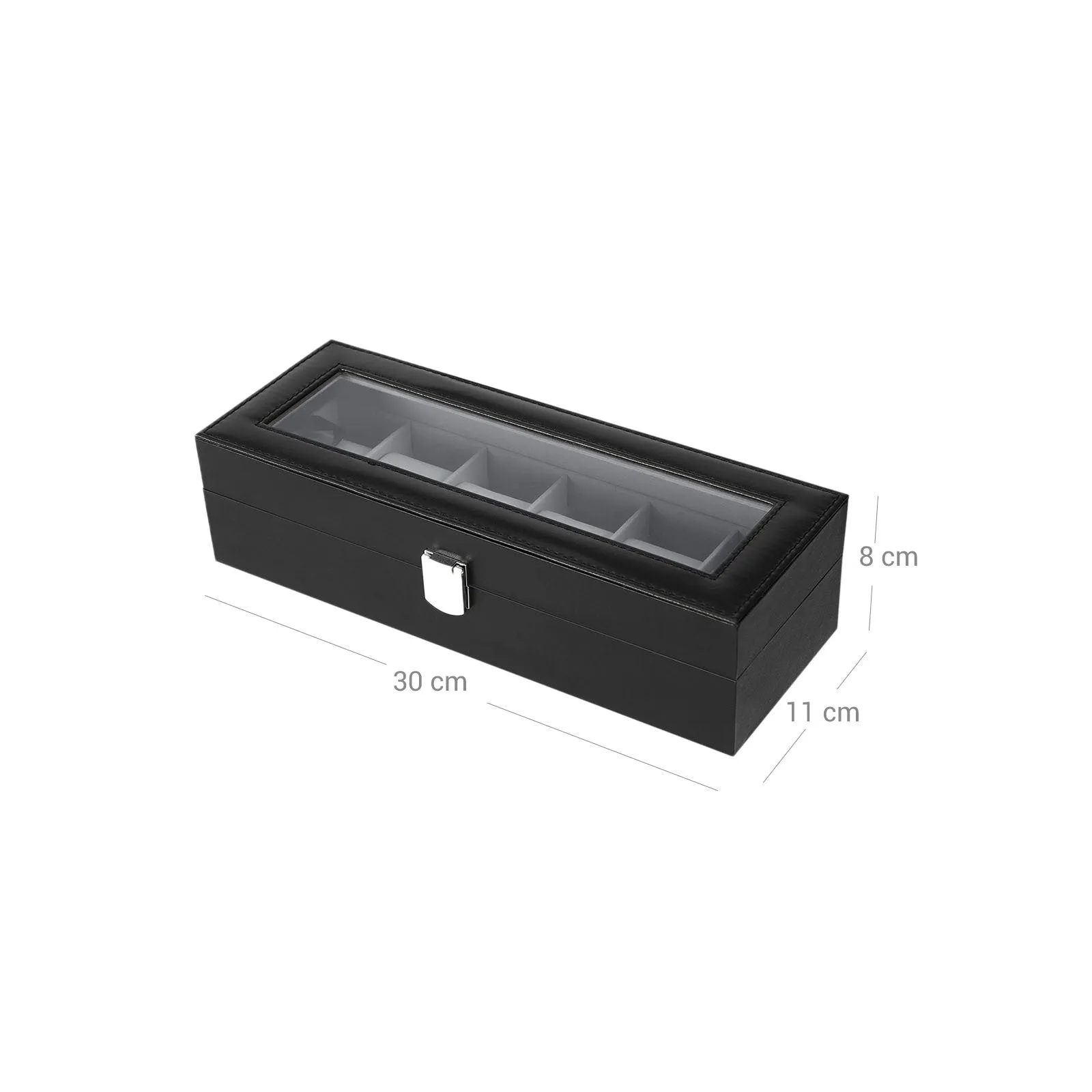 Rootz Watch Box - Watch Organizer - Watch Storage - Velvet Lining - Glass Lid - Perfect Gift Idea - 30cm x 11.2cm x 8cm