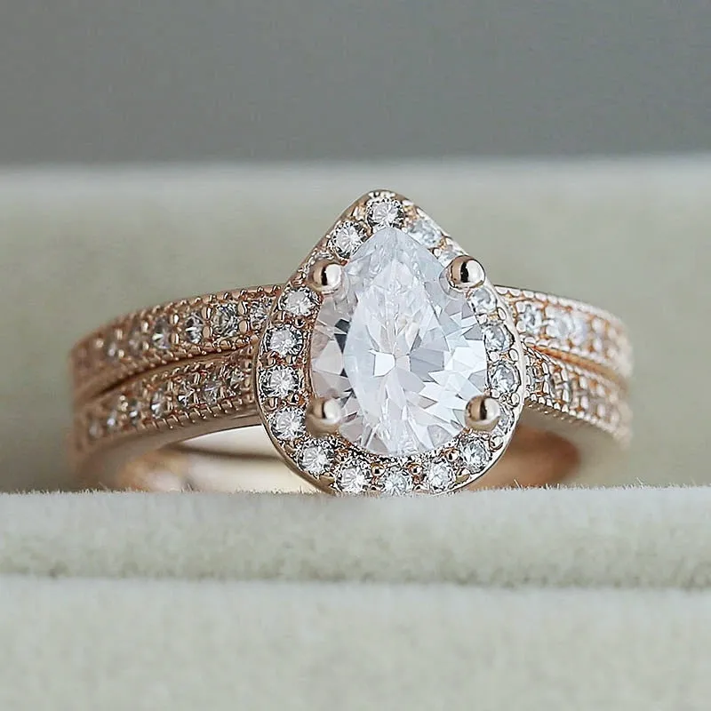 Rose Gold Classic Solitaire Ring Set