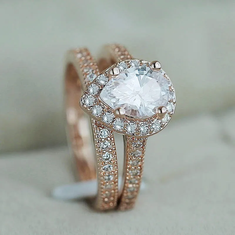 Rose Gold Classic Solitaire Ring Set