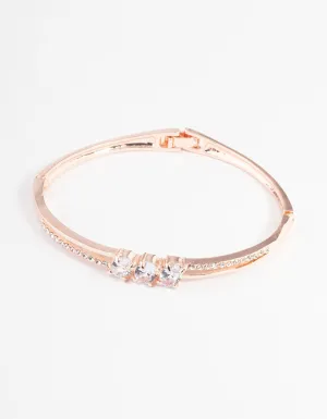 Rose Gold Oval Stone Diamante Bracelet