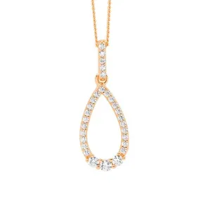 Rose Plated Sterling Silver Cubic Zirconia Pendant P867R