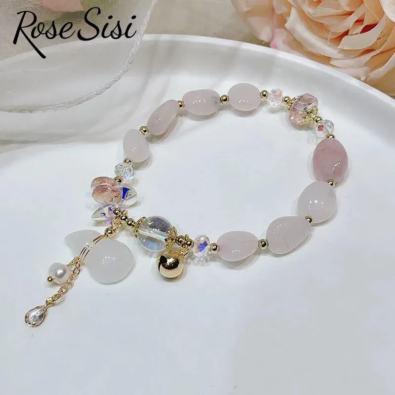 Rose sisi Chinese style Hanfu natural stone bracelet for women gourd chalcedony agate bracelets jewelry gift for girlfriend