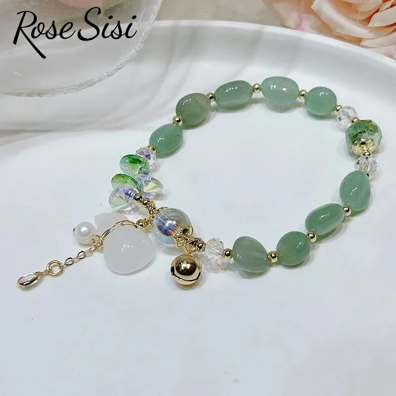 Rose sisi Chinese style Hanfu natural stone bracelet for women gourd chalcedony agate bracelets jewelry gift for girlfriend