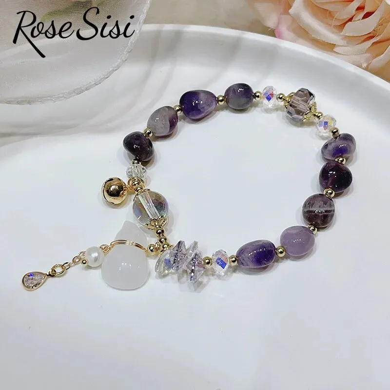 Rose sisi Chinese style Hanfu natural stone bracelet for women gourd chalcedony agate bracelets jewelry gift for girlfriend