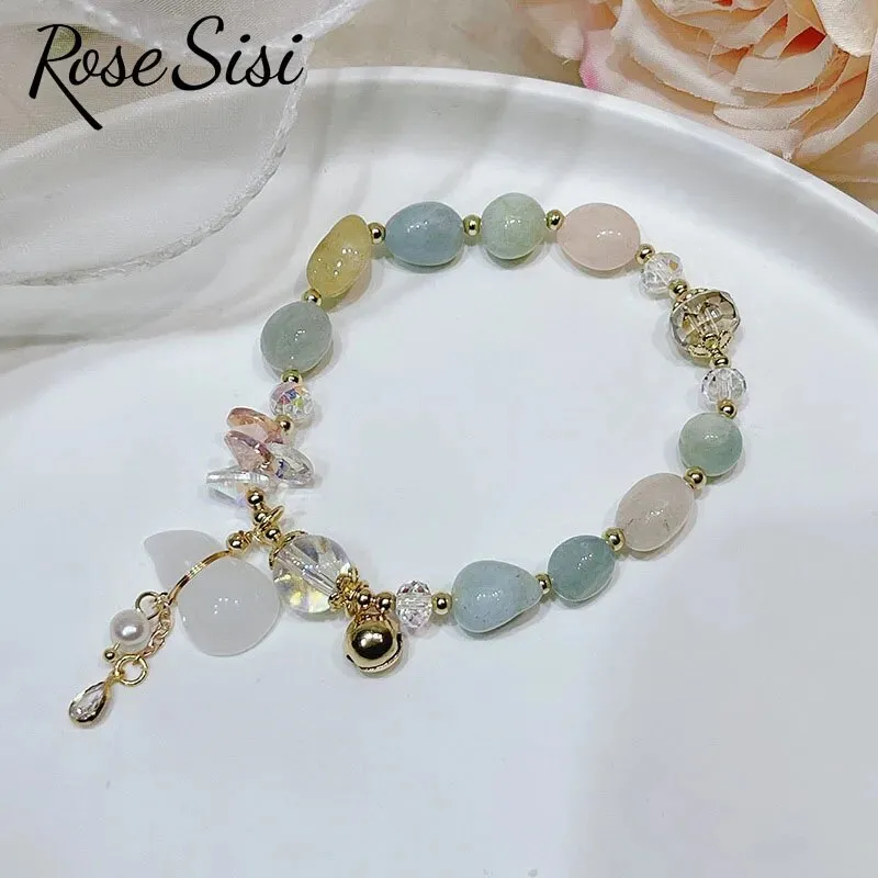 Rose sisi Chinese style Hanfu natural stone bracelet for women gourd chalcedony agate bracelets jewelry gift for girlfriend