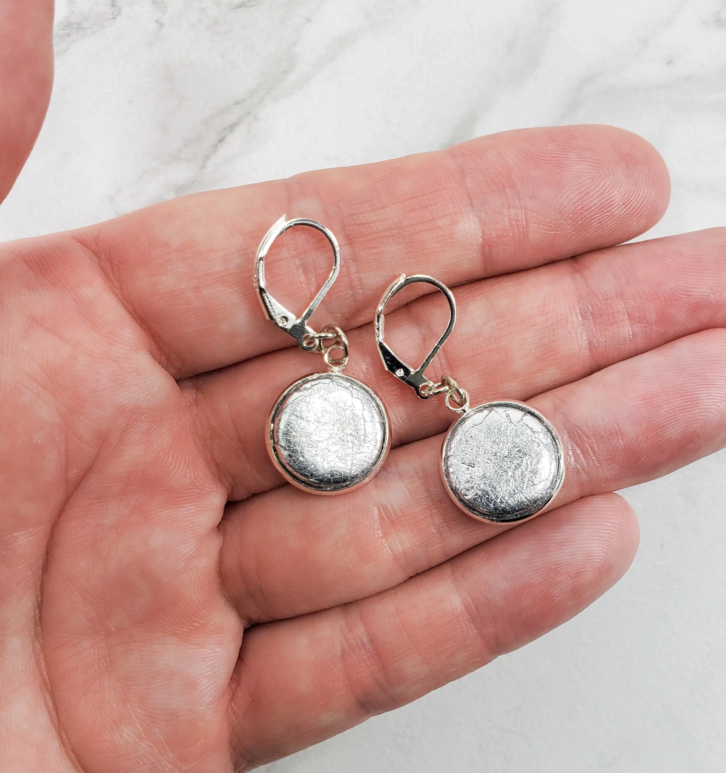 Round Bezel Dangle Earring - Chrome