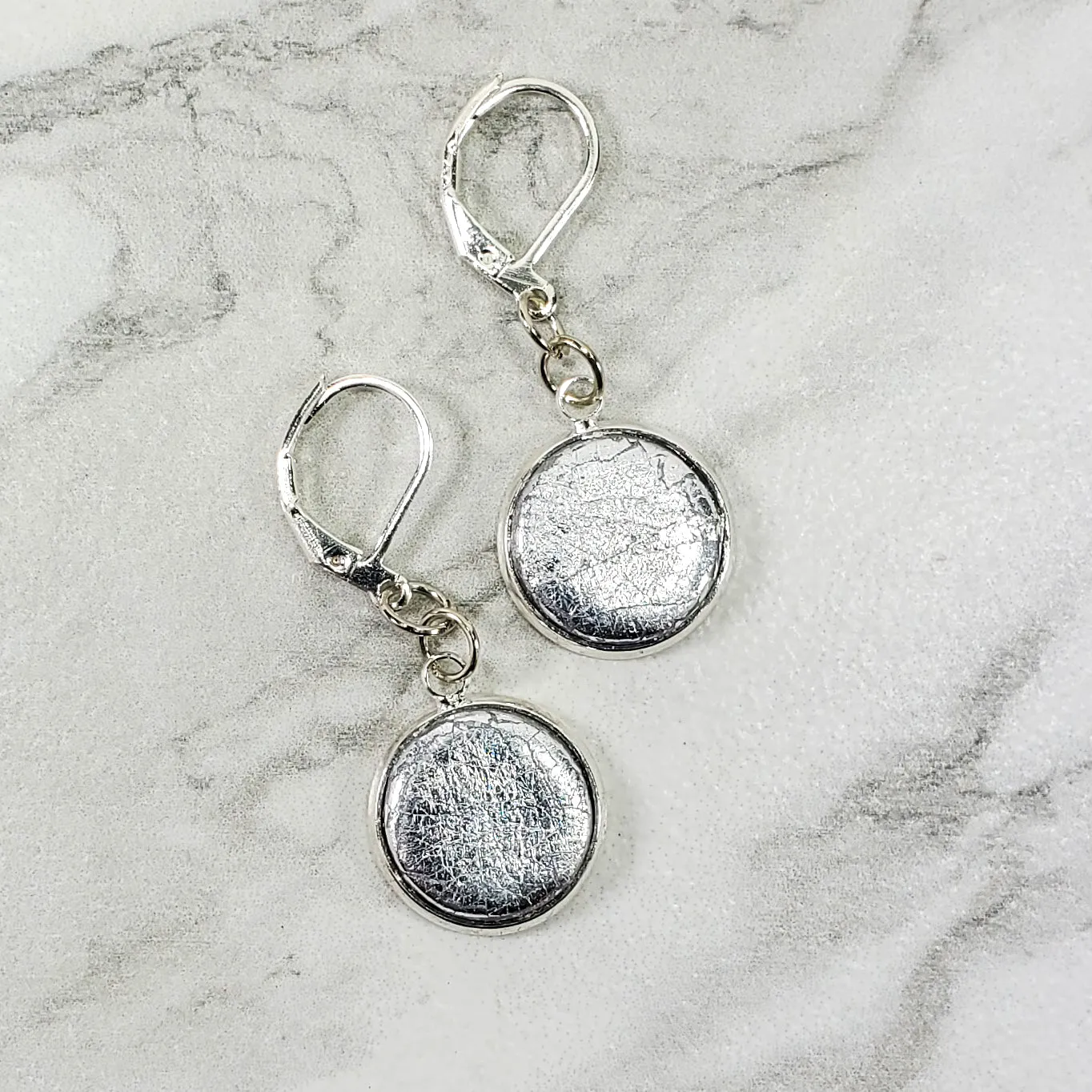 Round Bezel Dangle Earring - Chrome