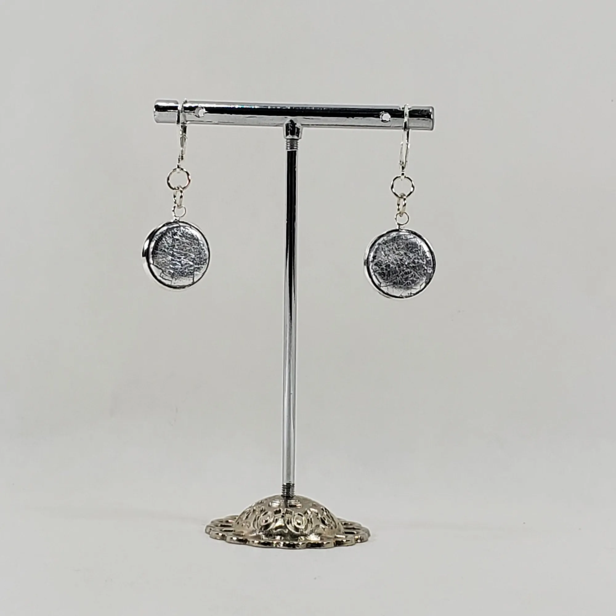 Round Bezel Dangle Earring - Chrome