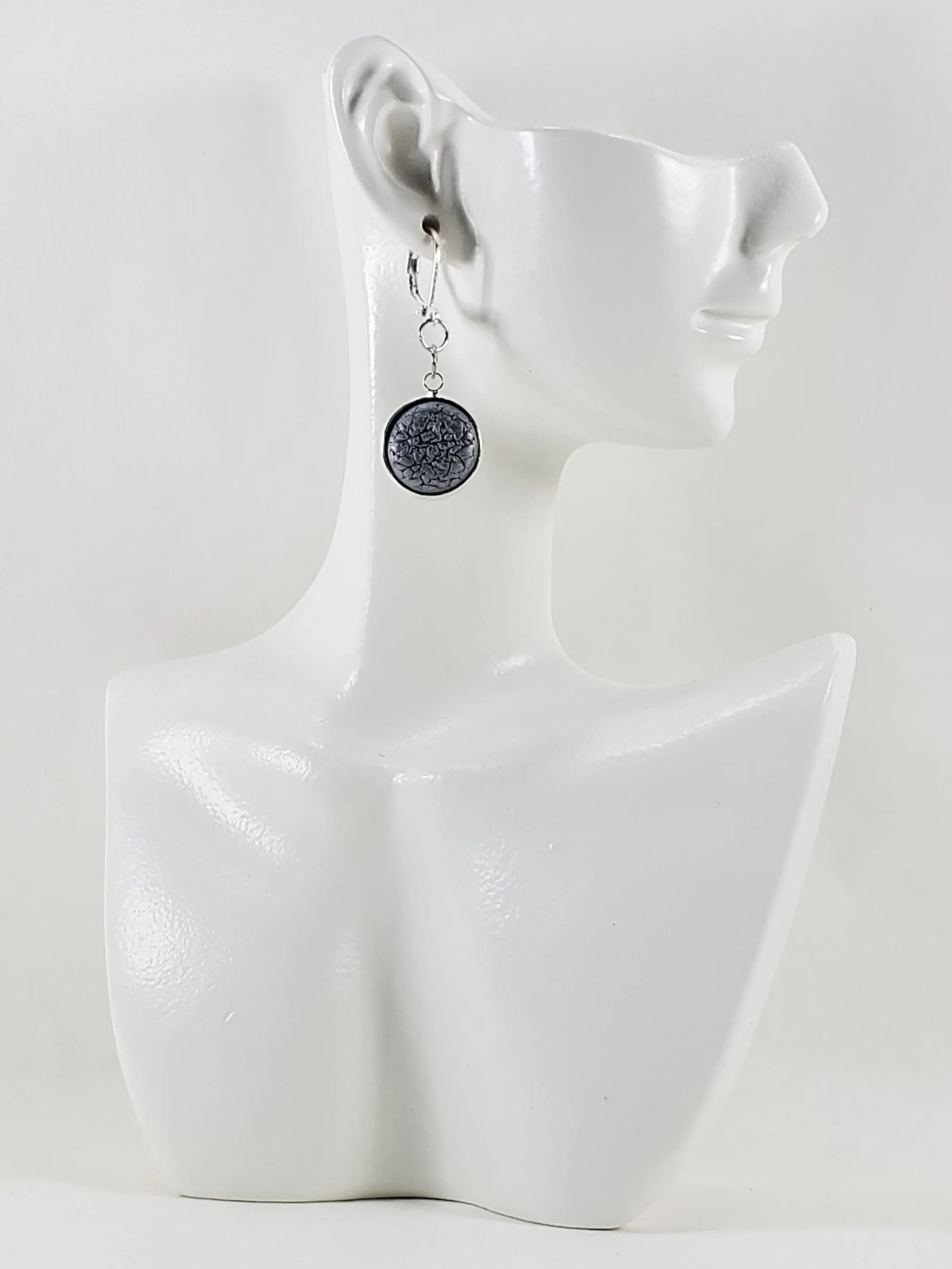Round Bezel Dangle Earring - Chrome