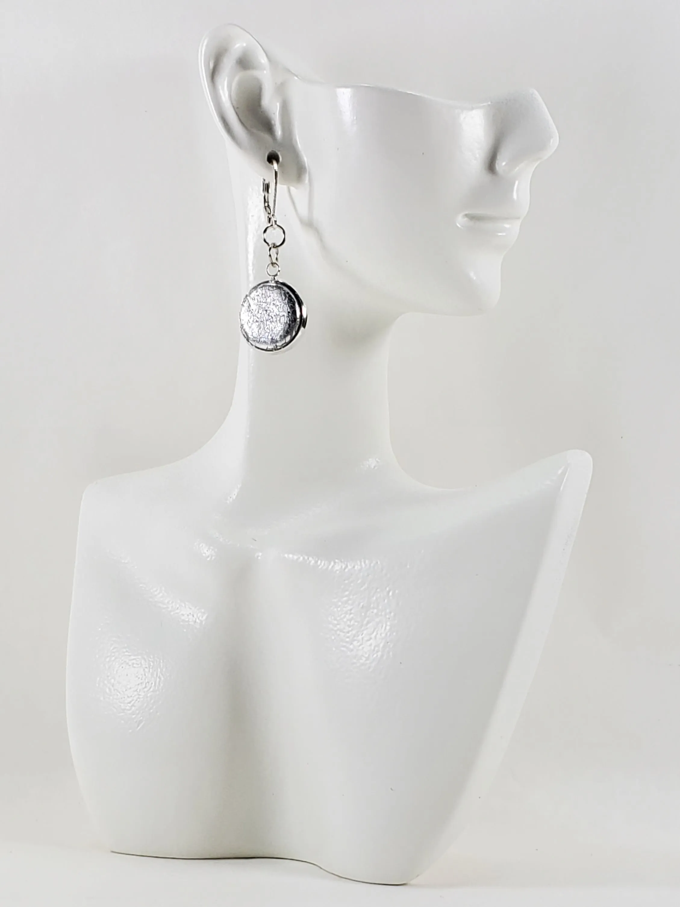 Round Bezel Dangle Earring - Chrome