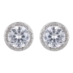 Round White Zircon Stud Earrings For Women Wedding Jewelry