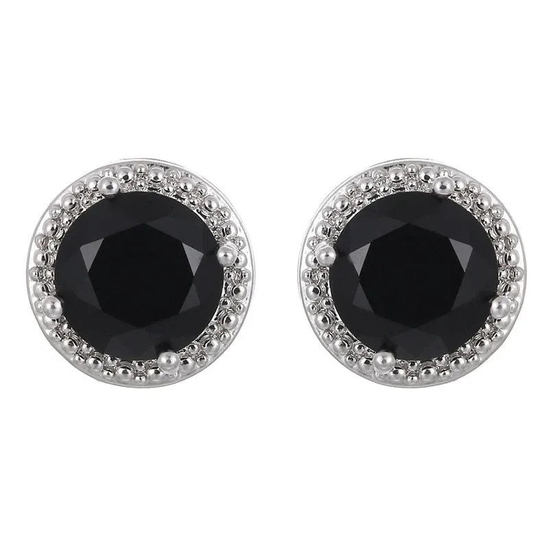Round White Zircon Stud Earrings For Women Wedding Jewelry