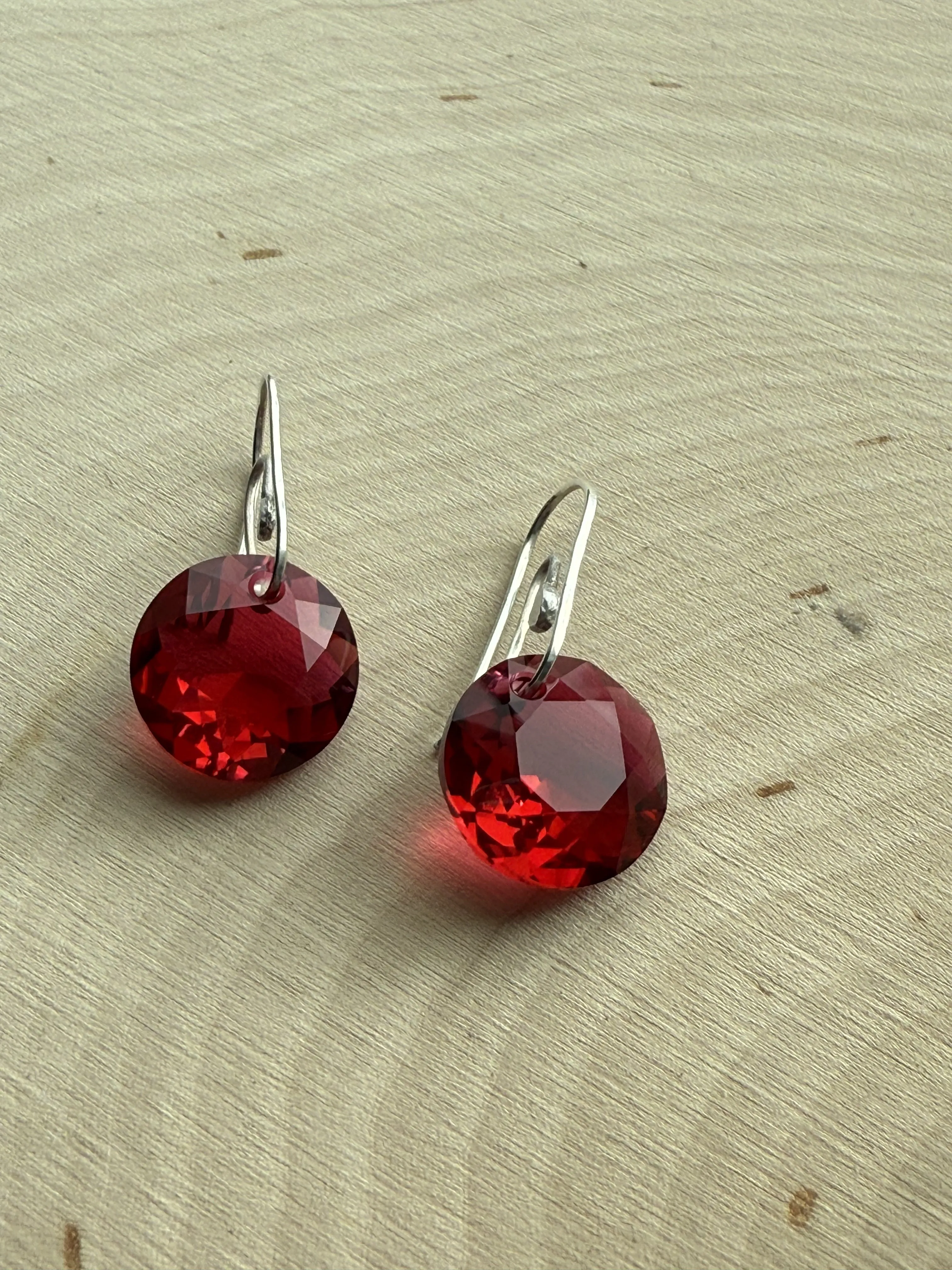Scarlet Red Sterling Silver Paperclip Earrings