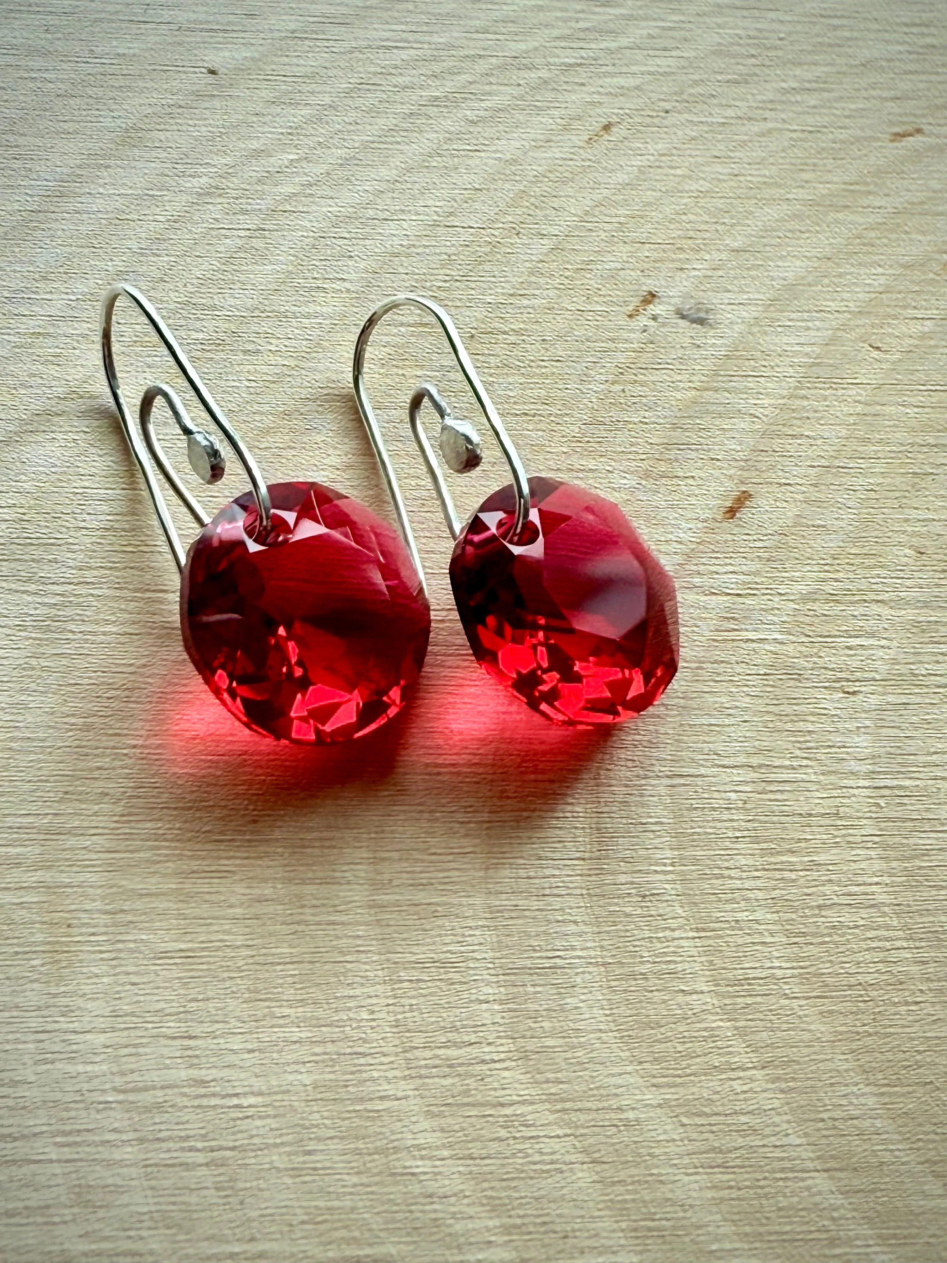Scarlet Red Sterling Silver Paperclip Earrings