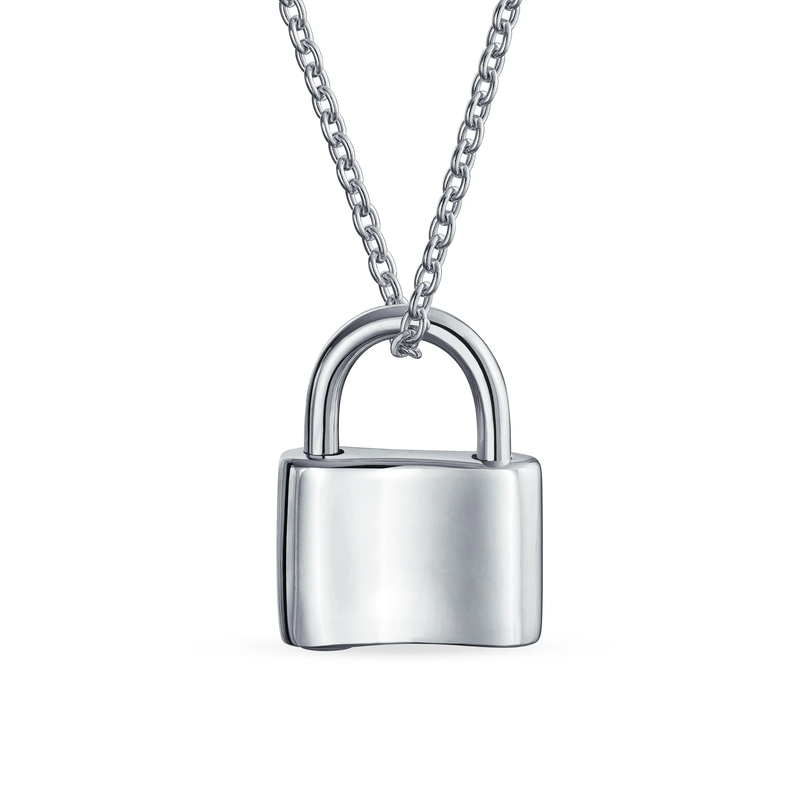 Script Initial Monogram Lock Pendant Charm Necklace Gold Plated Silver 16 Inch