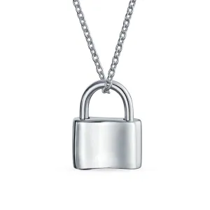 Script Initial Monogram Lock Pendant Charm Necklace Gold Plated Silver 16 Inch