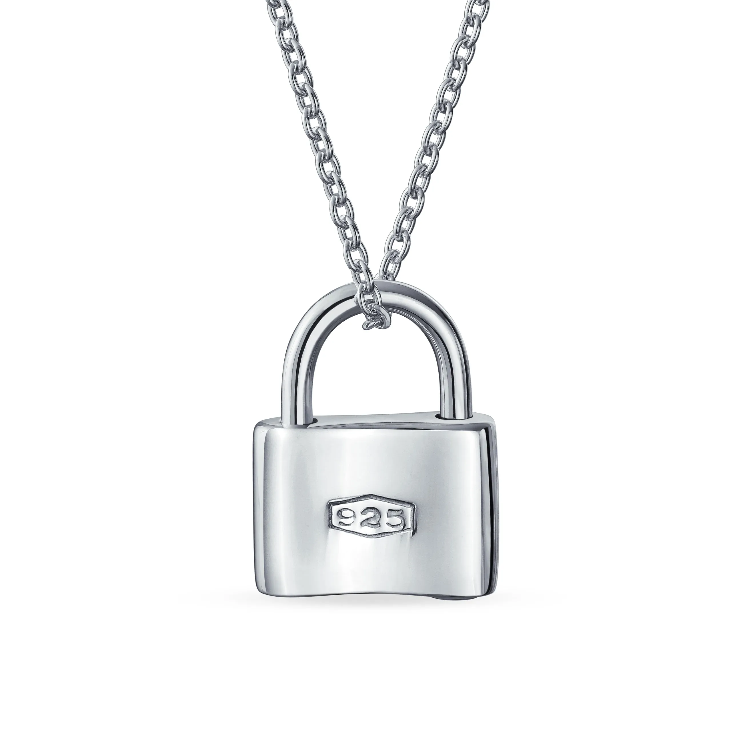 Script Initial Monogram Lock Pendant Charm Necklace Gold Plated Silver 16 Inch