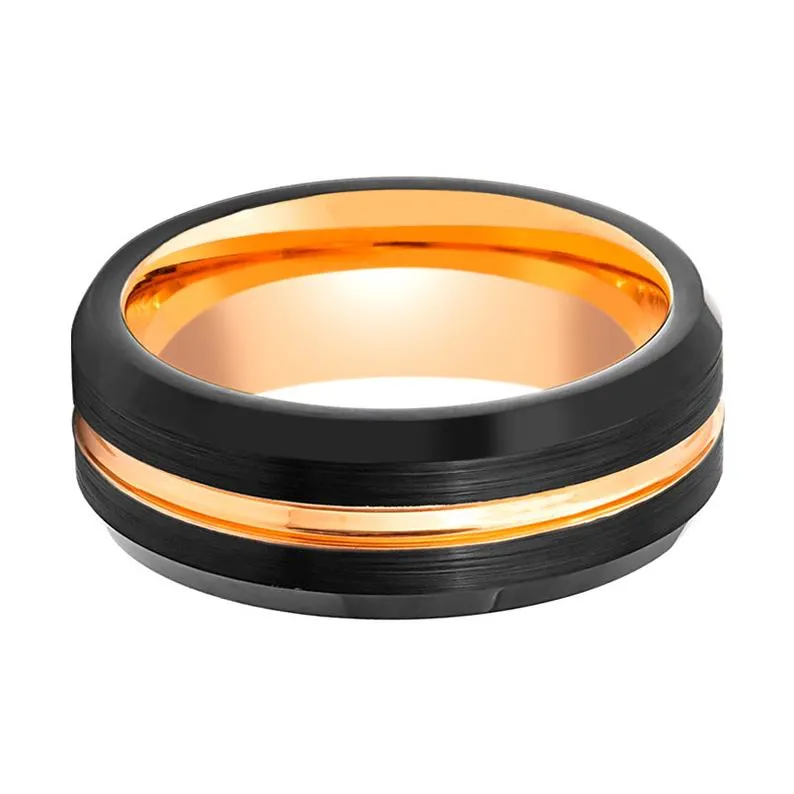 SENNA | Tungsten Ring Rose Gold Groove