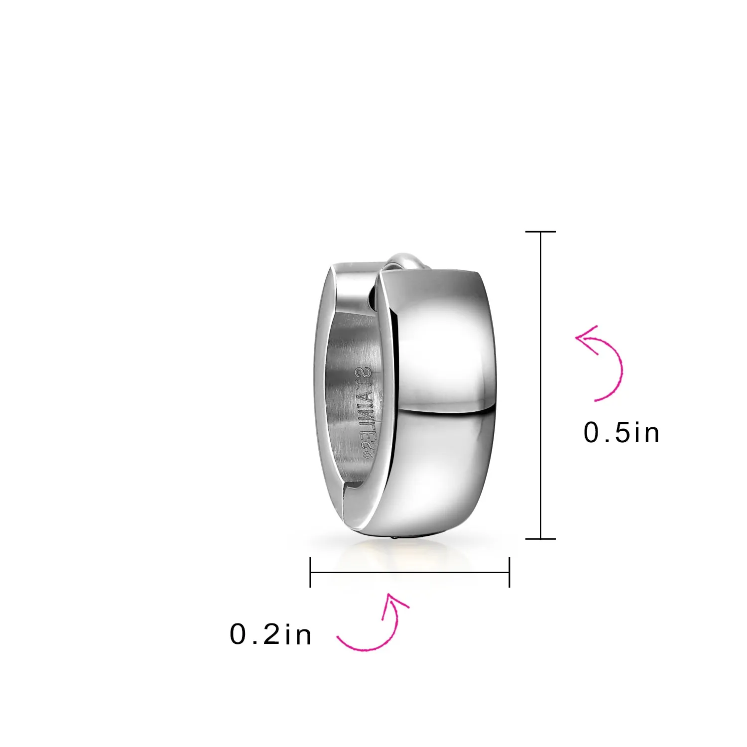Set of 2 Simple Basic Polished Huggie Hoop Earrings Silver Gold Plated Steel