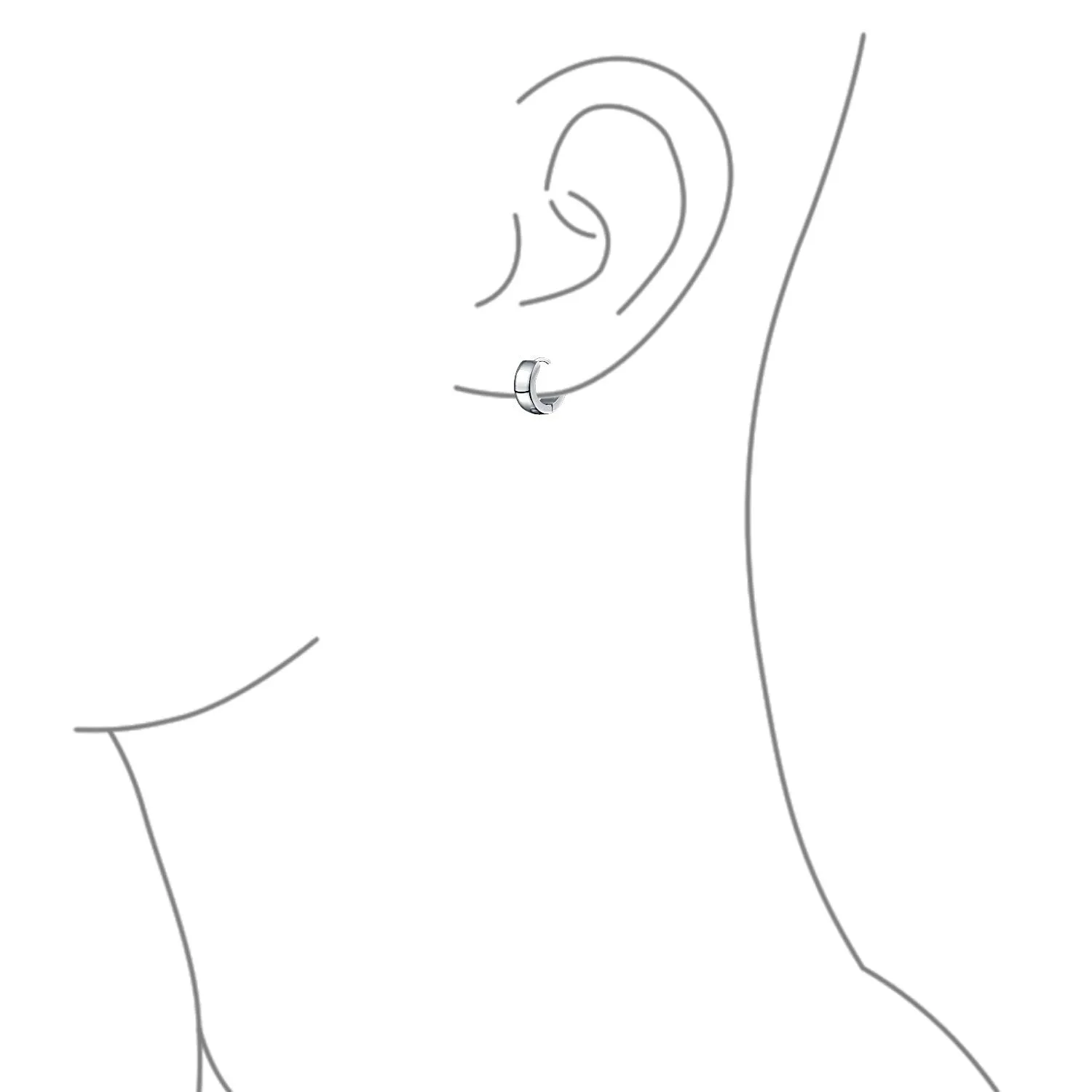 Set of 2 Simple Basic Polished Huggie Hoop Earrings Silver Gold Plated Steel