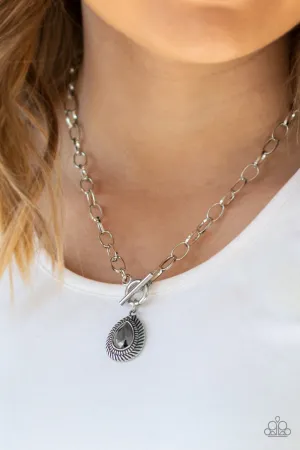 Sheen Queen - Silver - Teardrop Hematite Gem Paparazzi Short Toggle Necklace