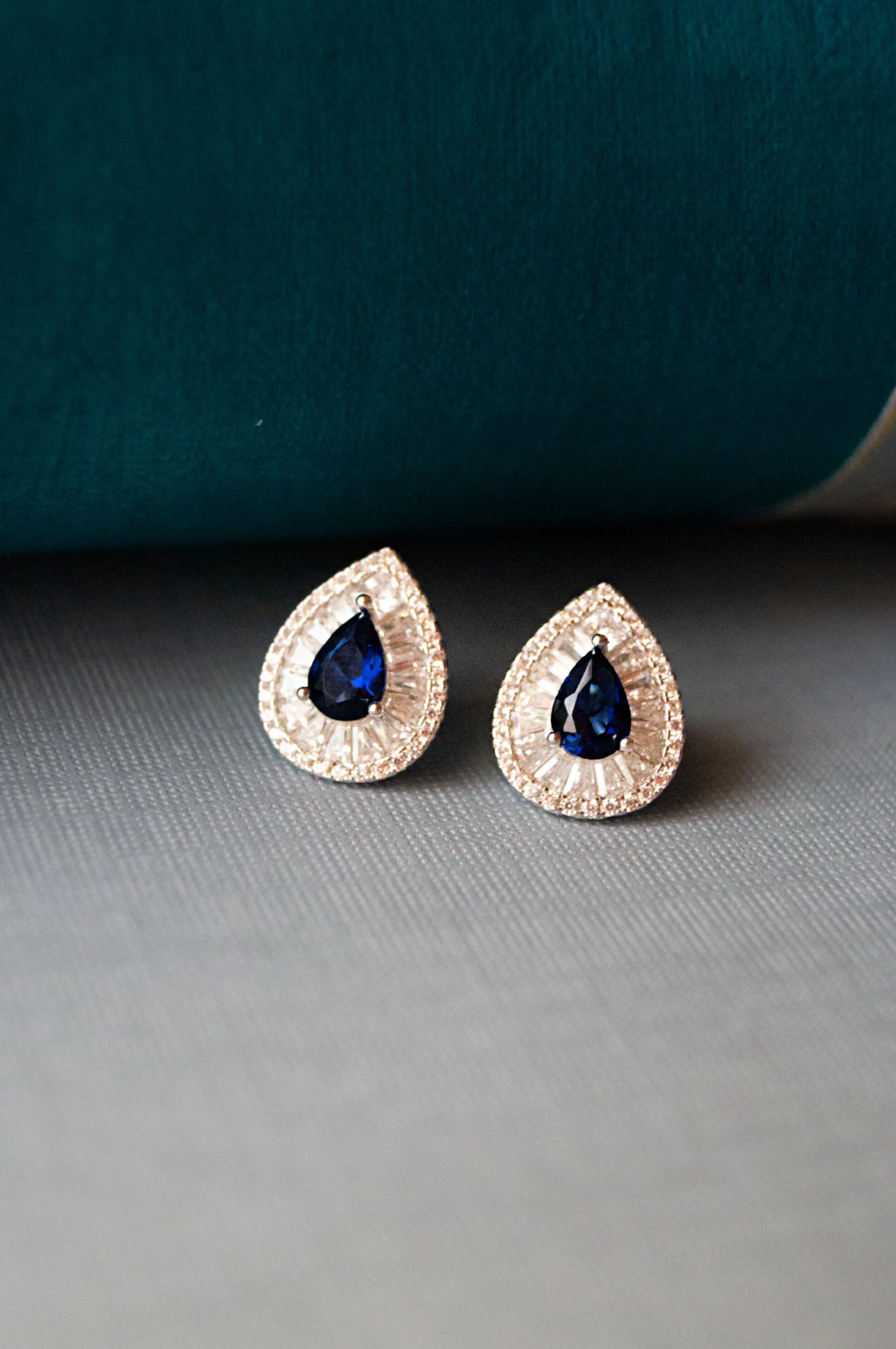 Shine-On-You Blue Sapphire Statement Sterling Silver Stud Earrings