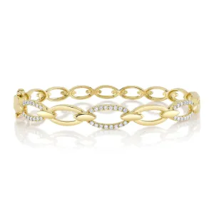 Shy Creation Alternating Oval Diamond Link Bangle Bracelet