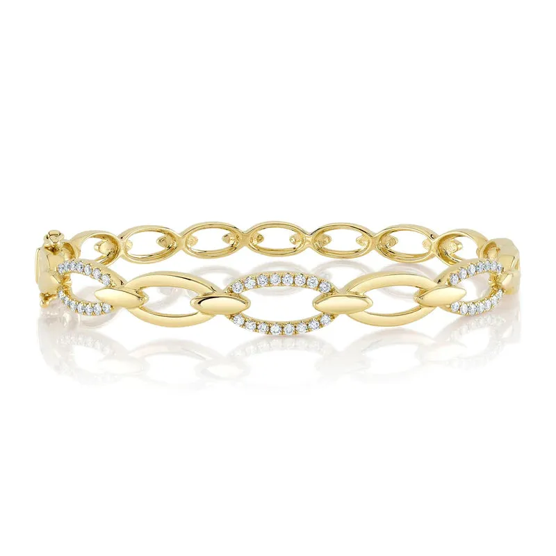 Shy Creation Alternating Oval Diamond Link Bangle Bracelet