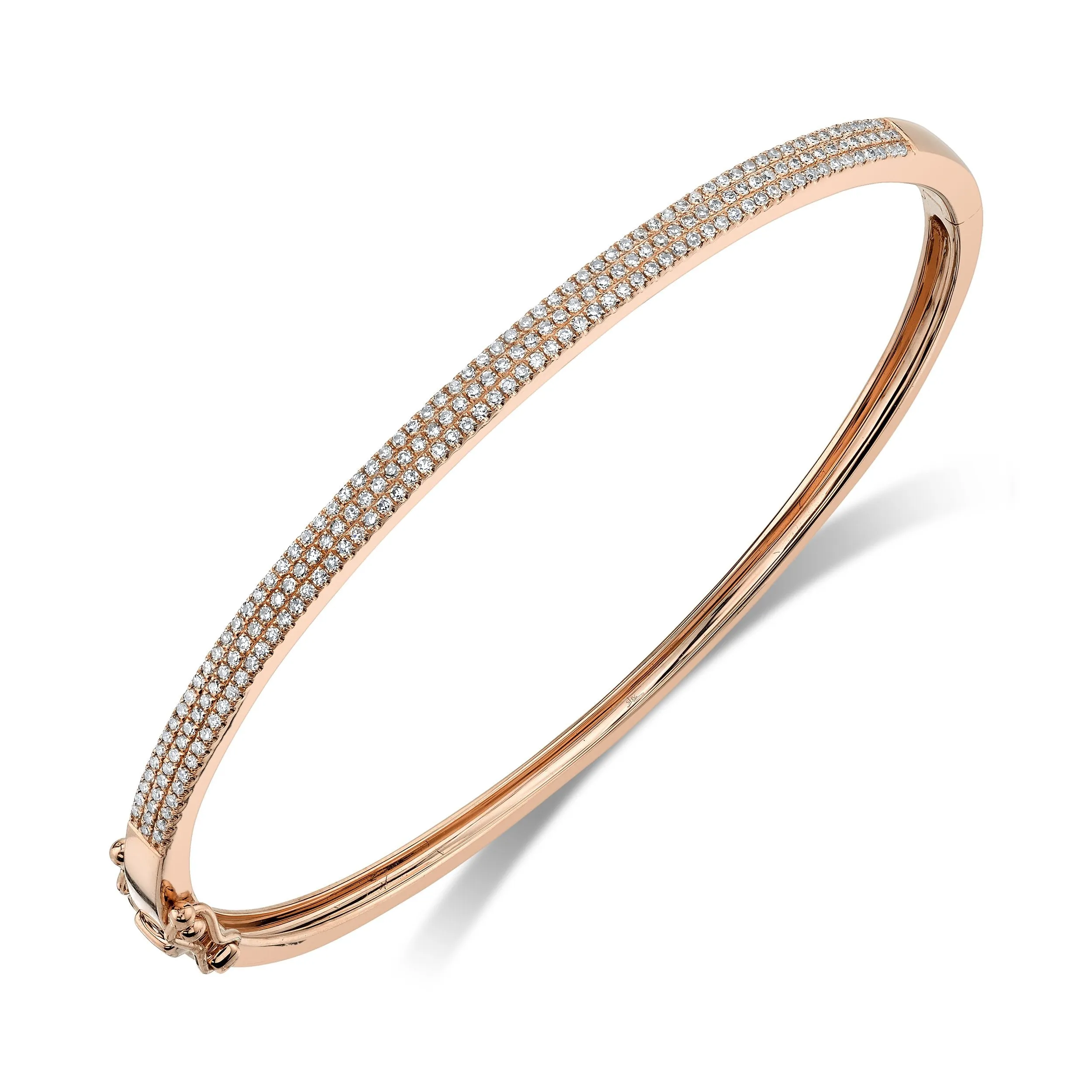 Shy Creation Three-Row Pave Diamond Bangle Bracelet