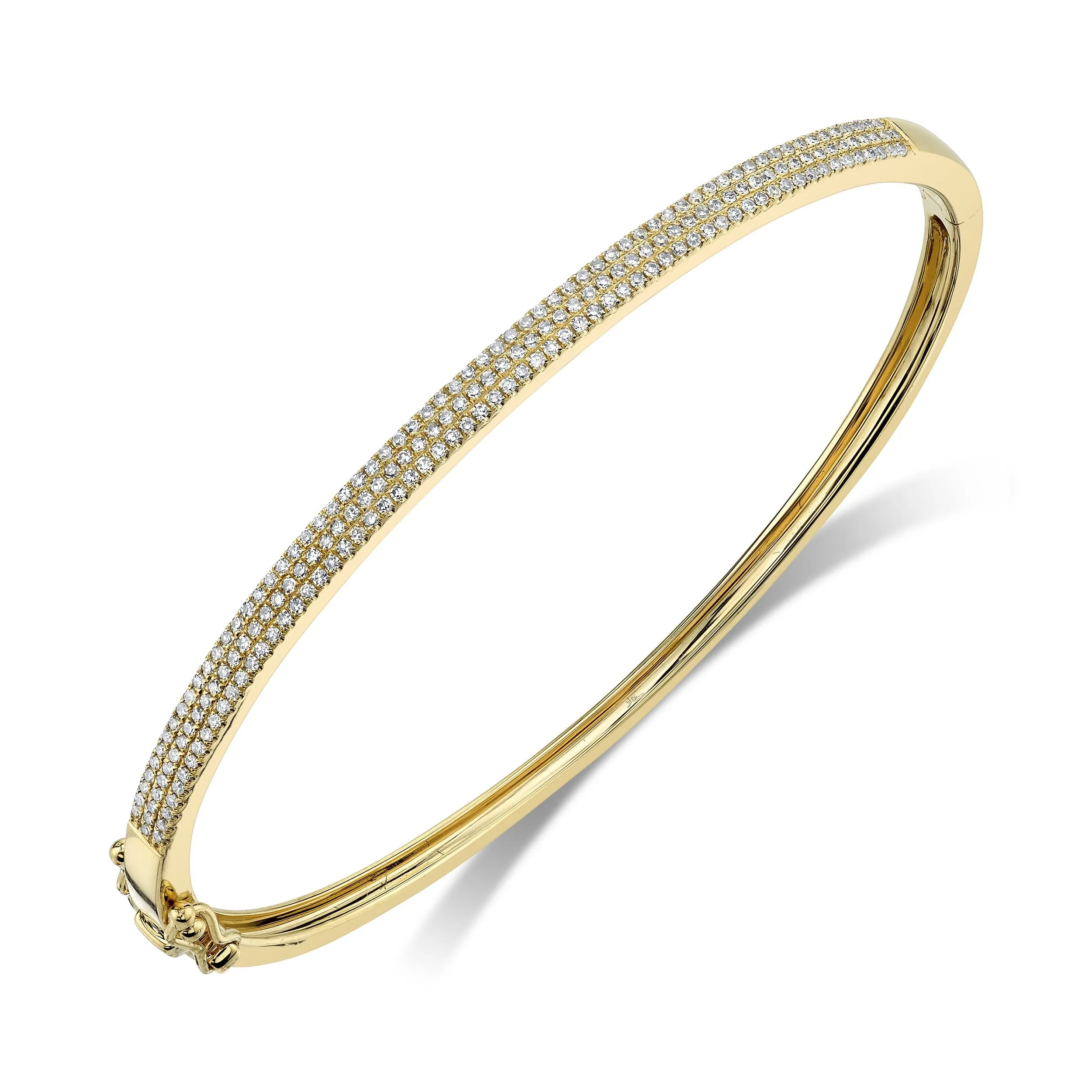 Shy Creation Three-Row Pave Diamond Bangle Bracelet