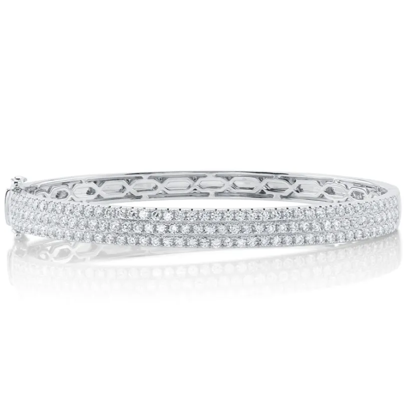 Shy Creation Wide Pave Diamond Bangle Bracelet