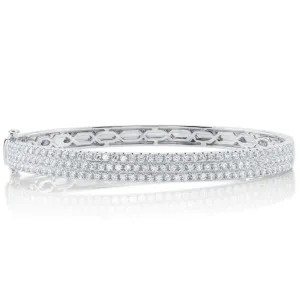 Shy Creation Wide Pave Diamond Bangle Bracelet