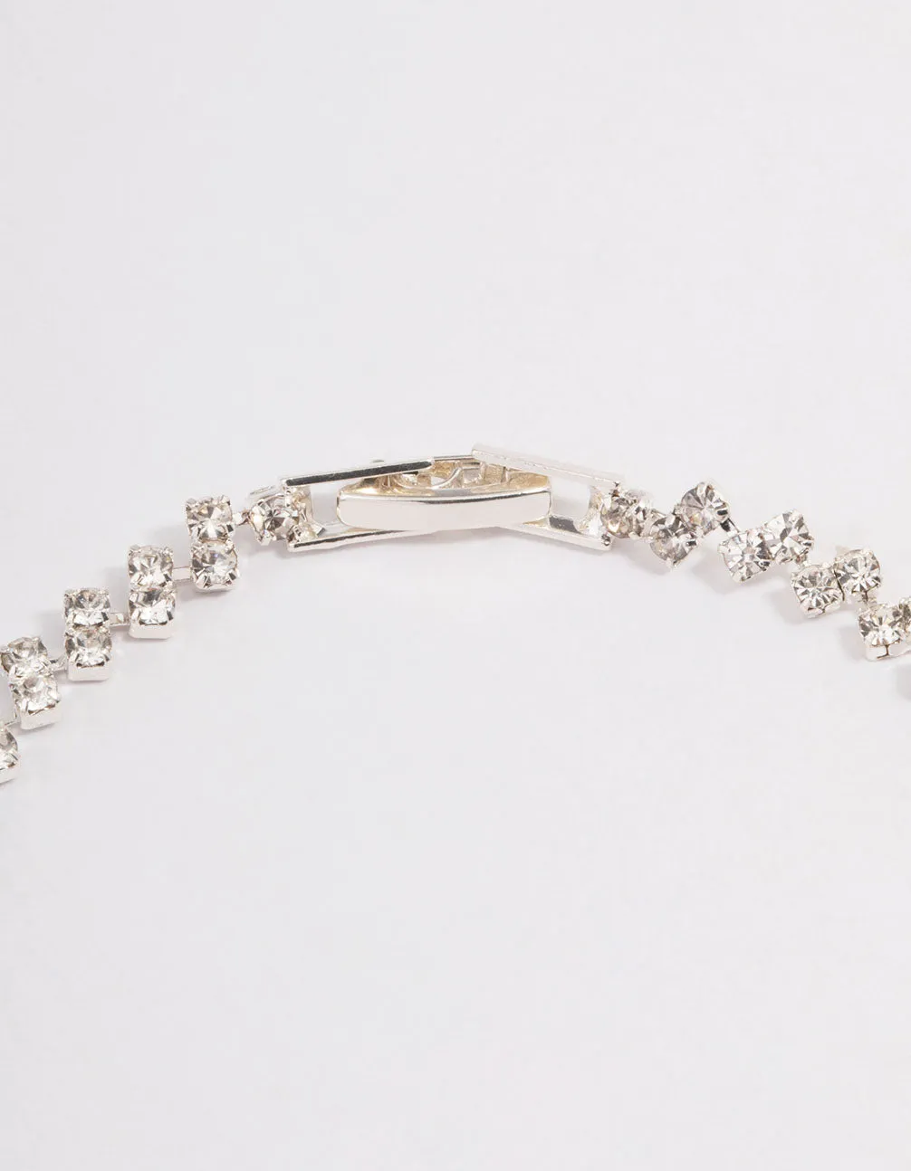Silver Double Dangle Diamante Petal Tennis Bracelet