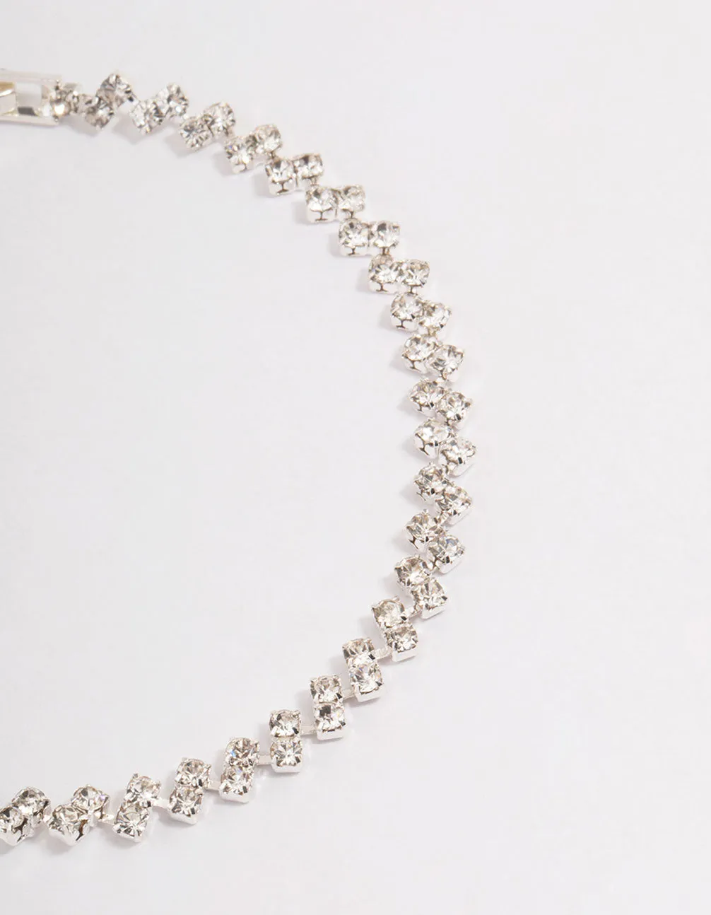 Silver Double Dangle Diamante Petal Tennis Bracelet