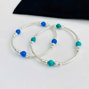 Silver Gemstone Bracelet Set