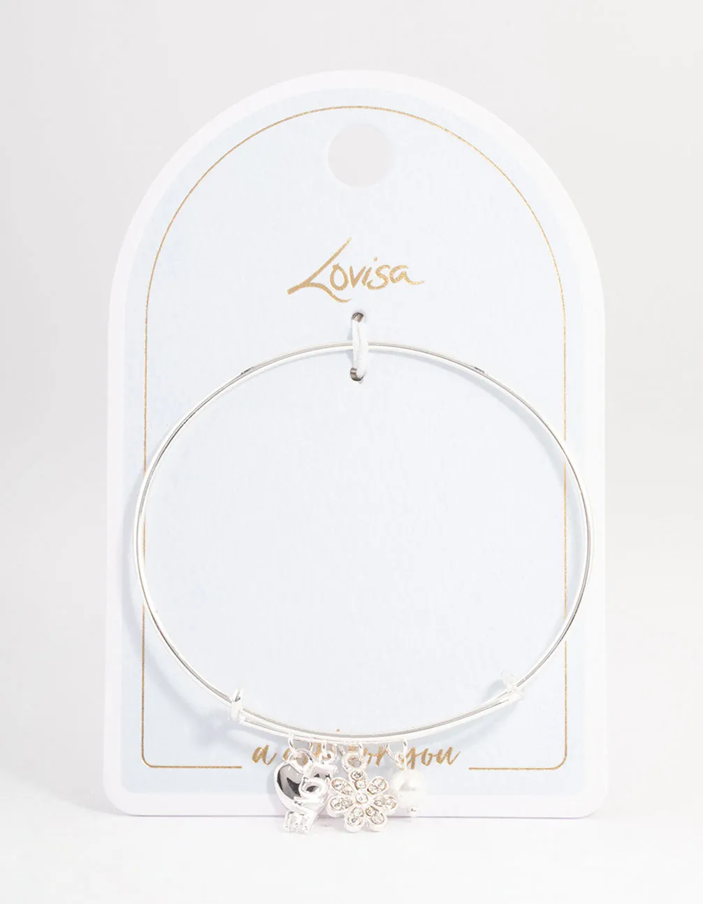 Silver Love Mix Charm Bangle