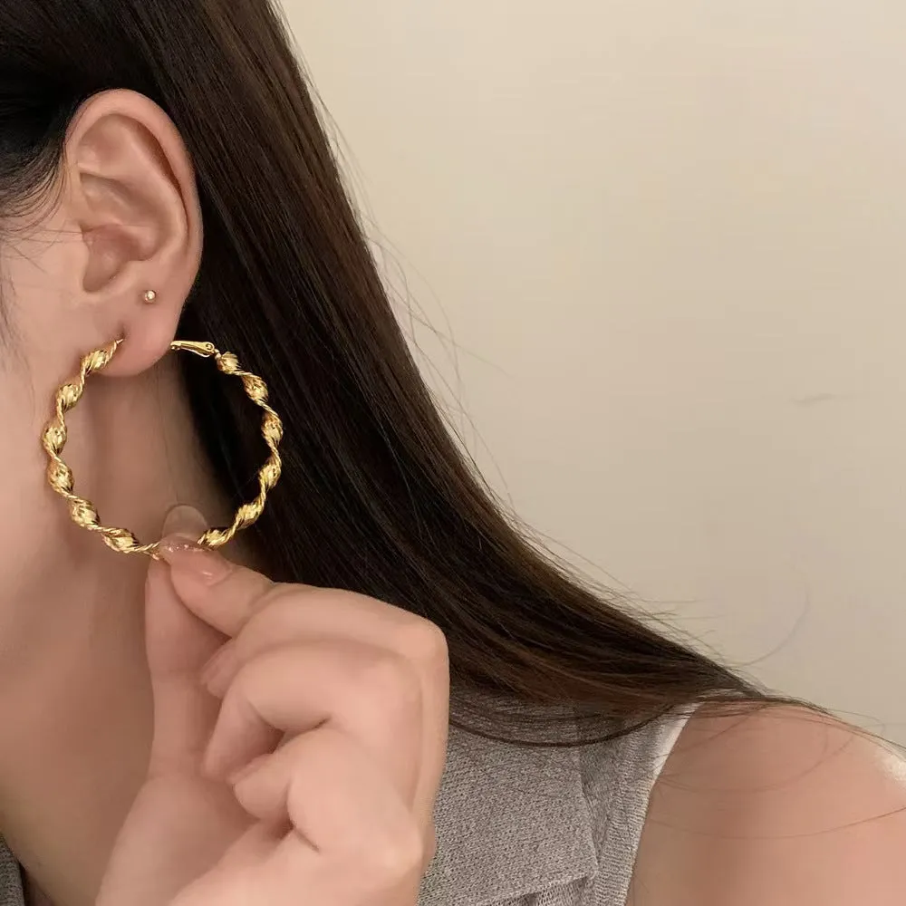 Silver needle winding spiral geometric earrings jlt13100