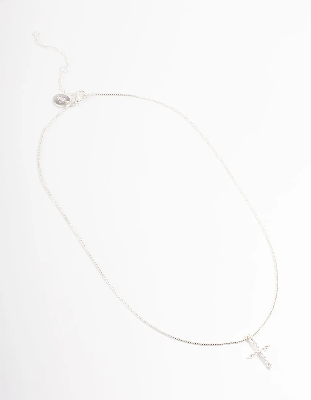 Silver Plated Cross Box Chain Necklace