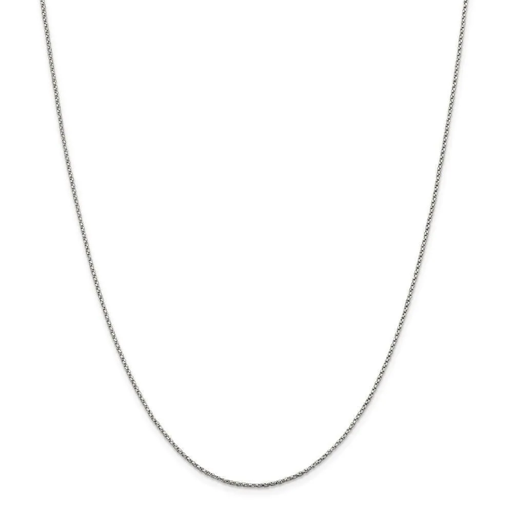 Silver Polished 1.25-mm Twisted Box Chain